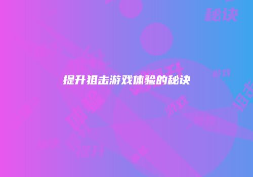 提升狙击游戏体验的秘诀