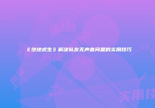 《绝地求生》解决队友无声音问题的实用技巧