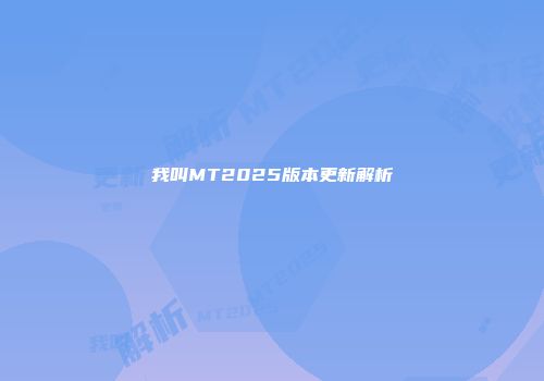 我叫MT2025版本更新解析