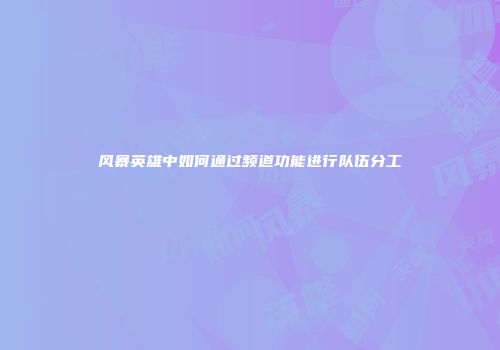 风暴英雄中如何通过频道功能进行队伍分工