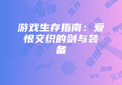 游戏生存指南：爱恨交织的剑与装备