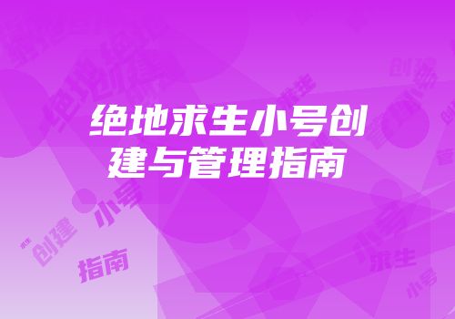 绝地求生小号创建与管理指南