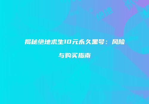 揭秘绝地求生10元永久黑号：风险与购买指南