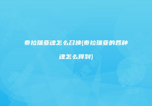 泰拉瑞亚魂怎么召唤(泰拉瑞亚的各种魂怎么得到)