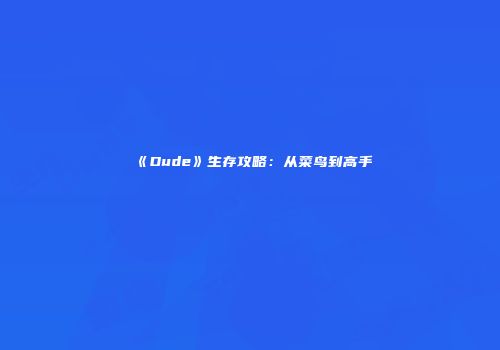 《Dude》生存攻略：从菜鸟到高手