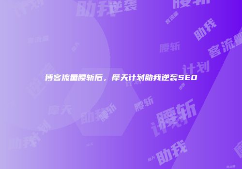 博客流量腰斩后，摩天计划助我逆袭SEO