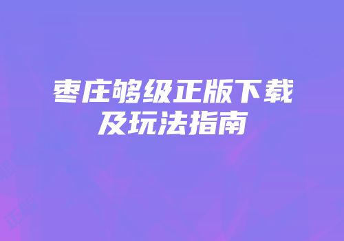 枣庄够级正版下载及玩法指南