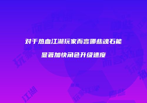 对于热血江湖玩家而言哪些魂石能显著加快角色升级速度