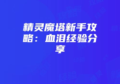 精灵魔塔新手攻略：血泪经验分享