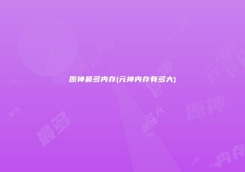 原神最多内存(元神内存有多大)