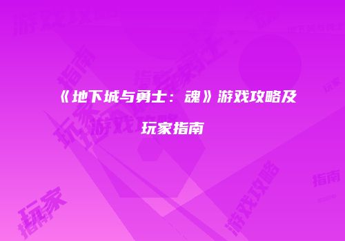 《地下城与勇士：魂》游戏攻略及玩家指南
