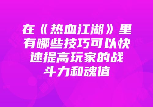 在《热血江湖》里有哪些技巧可以快速提高玩家的战斗力和魂值