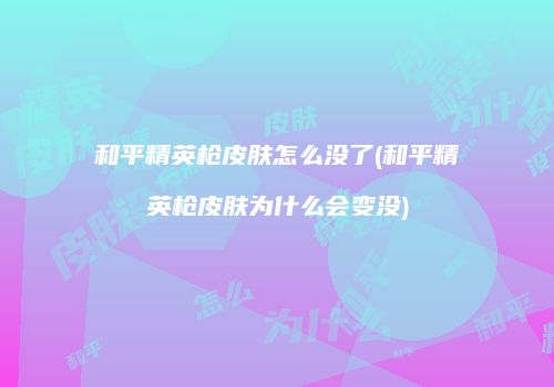 和平精英枪皮肤怎么没了(和平精英枪皮肤为什么会变没)