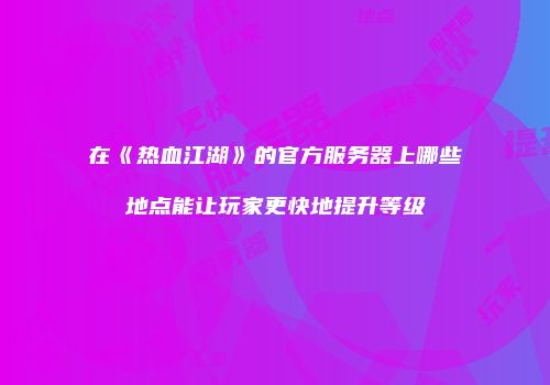 在《热血江湖》的官方服务器上哪些地点能让玩家更快地提升等级