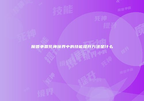 魔兽争霸死神境界中的技能提升方法是什么