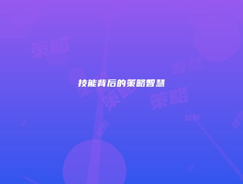 技能背后的策略智慧