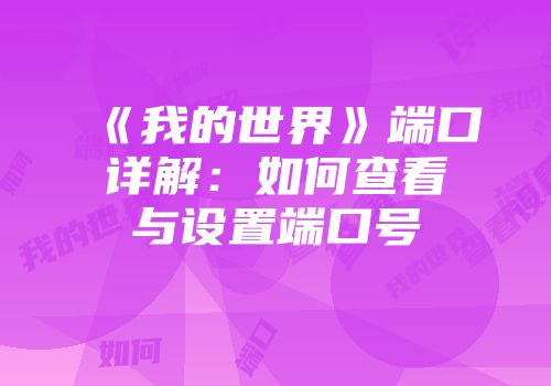 《我的世界》端口详解：如何查看与设置端口号