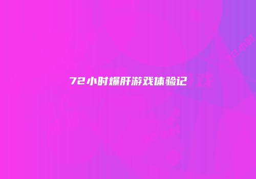 72小时爆肝游戏体验记