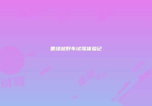 墨绿越野车试驾体验记
