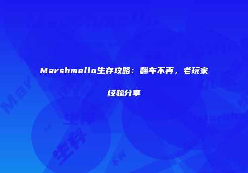 Marshmello生存攻略：翻车不再，老玩家经验分享