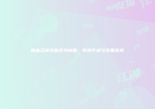 热血江湖龙猫武功秘籍：快速升级与装备选择