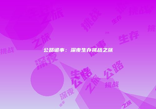 公路诡事：深夜生存挑战之旅