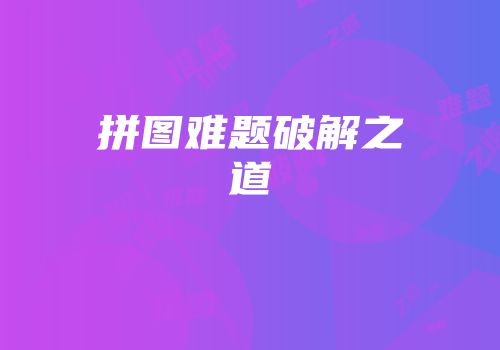 拼图难题破解之道
