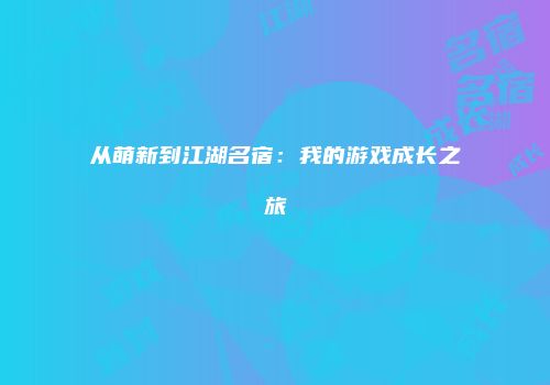 从萌新到江湖名宿：我的游戏成长之旅