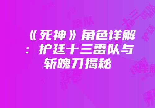 《死神》角色详解：护廷十三番队与斩魄刀揭秘