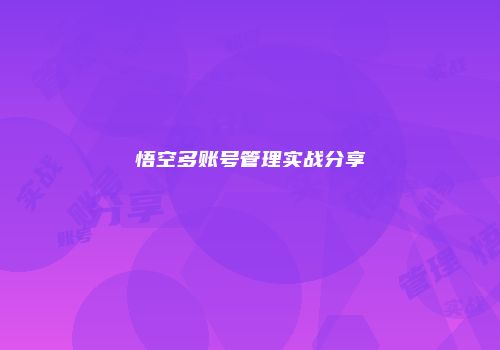 悟空多账号管理实战分享