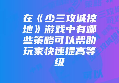 在《少三攻城掠地》游戏中有哪些策略可以帮助玩家快速提高等级