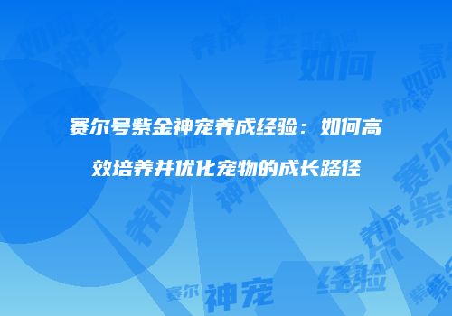 赛尔号紫金神宠养成经验：如何高效培养并优化宠物的成长路径