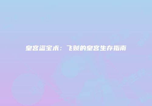 皇宫盗宝术：飞贼的皇宫生存指南