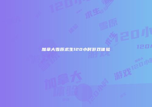 加拿大雪原求生120小时游戏体验