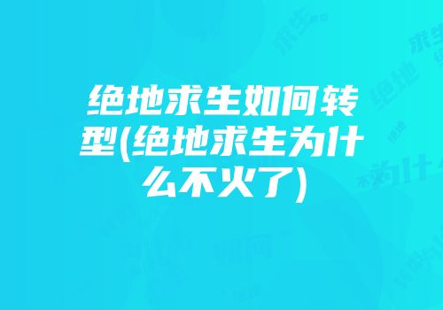 绝地求生如何转型(绝地求生为什么不火了)