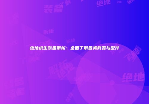 绝地求生装备解析：全面了解各类武器与配件