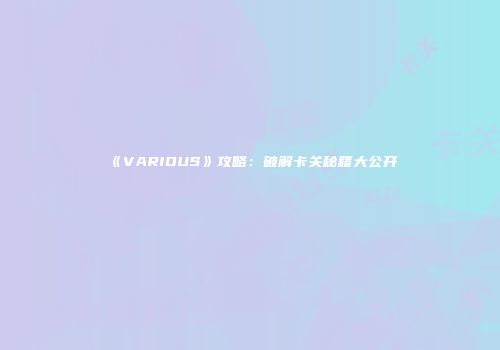 《VARIOUS》攻略：破解卡关秘籍大公开