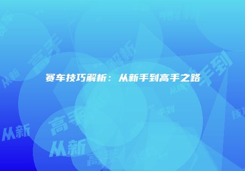 赛车技巧解析：从新手到高手之路