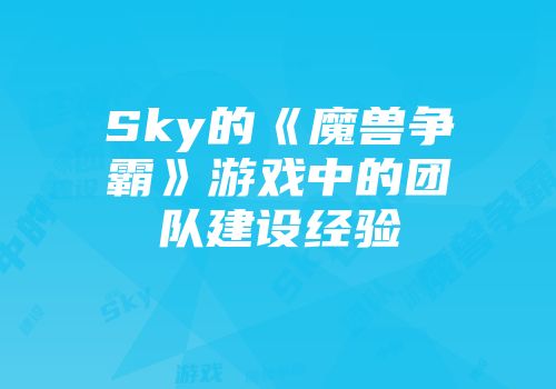 Sky的《魔兽争霸》游戏中的团队建设经验