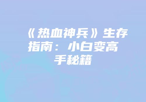 《热血神兵》生存指南：小白变高手秘籍