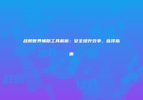 战舰世界辅助工具解析：安全提升效率，选择指南