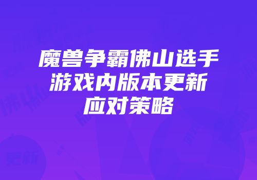 魔兽争霸佛山选手游戏内版本更新应对策略
