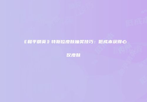 《和平精英》特斯拉皮肤抽奖技巧：低成本获得心仪皮肤