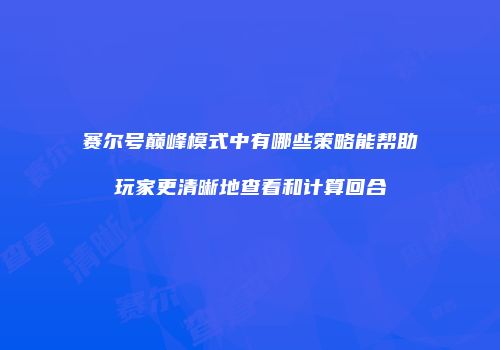 赛尔号巅峰模式中有哪些策略能帮助玩家更清晰地查看和计算回合