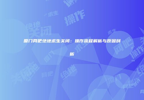 厦门网吧绝地求生关闭：操作流程解析与原因剖析