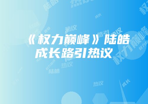 《权力巅峰》陆皓成长路引热议