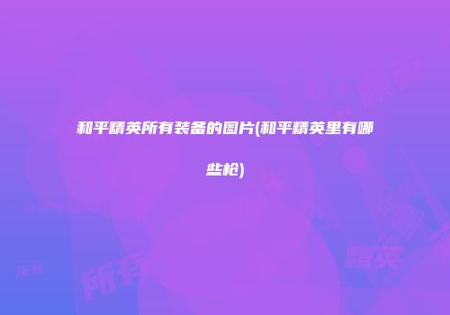 和平精英所有装备的图片(和平精英里有哪些枪)