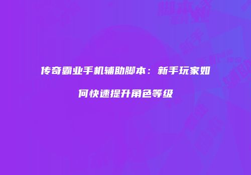 传奇霸业手机辅助脚本：新手玩家如何快速提升角色等级