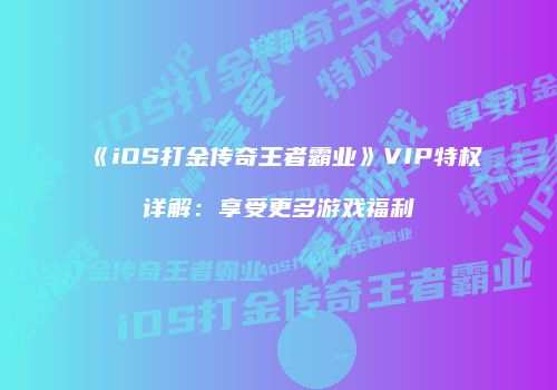 《iOS打金传奇王者霸业》VIP特权详解:享受更多游戏福利