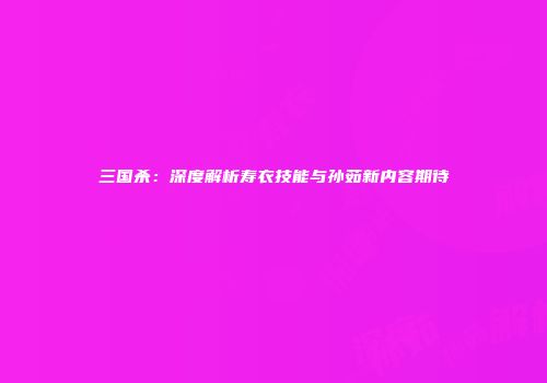三国杀：深度解析寿衣技能与孙茹新内容期待